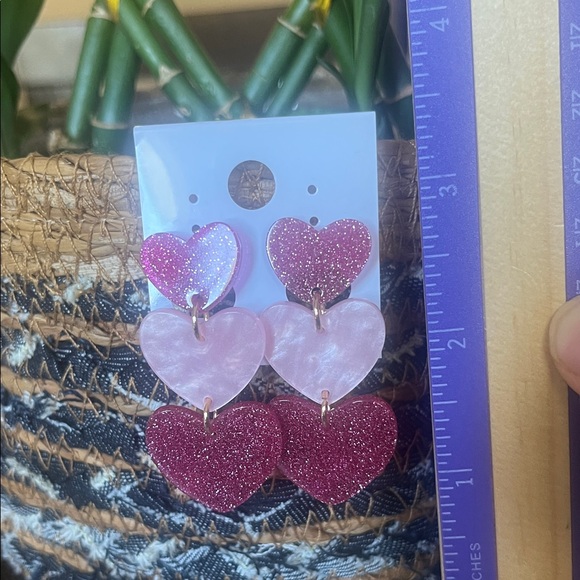 Sparkling Heart Drop Earrings - Picture 2 of 3